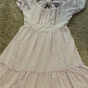 Altar'd State Lilac Swiss Dot Puff Sleeve Casual Dress